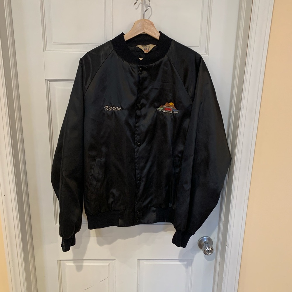 Vtg  West Ark Satin Bomber Jacket Used To Be Saloon Maspeth Karen  Size XL USA